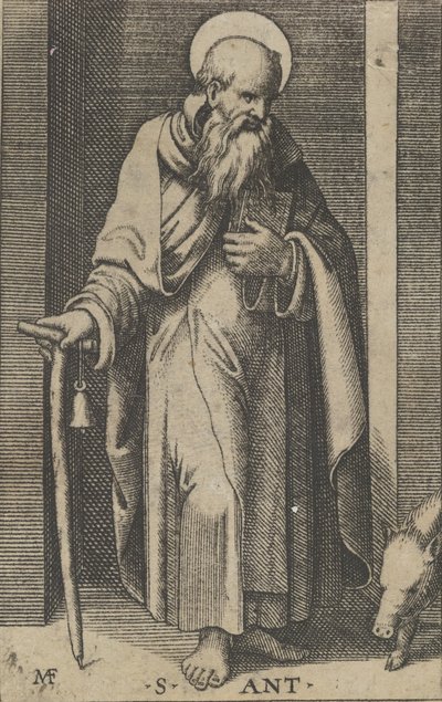 Santo António, um bastão na sua mão direita, da série 