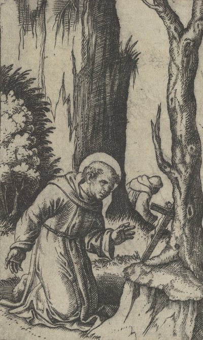 São Francisco de Assis orando diante de um crucifixo, da série 