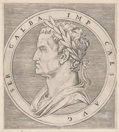 Speculum Romanae Magnificentiae: Galba, de The Twelve Caesars, ca. 1500-1534., ca. 1500-1534. de Marcantonio Raimondi