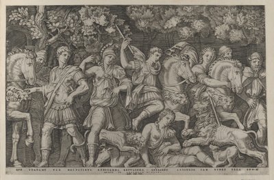 Speculum Romanae Magnificentiae: The Lion Hunt, ca. 1500-1534., ca. 1500-1534. de Marcantonio Raimondi