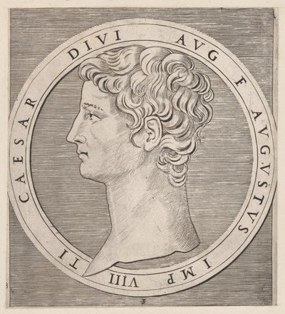 Speculum Romanae Magnificentiae: Tibério, de The Twelve Caesars, ca. 1500-1534., ca. 1500-1534. de Marcantonio Raimondi
