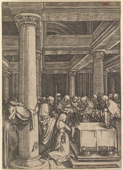 A apresentação de Jesus a Simeão no templo, depois de Dürer, ca. 1500-1534. de Marcantonio Raimondi