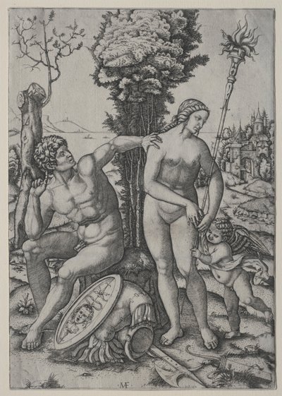 Vênus, Marte e Cupido, 1508. de Marcantonio Raimondi