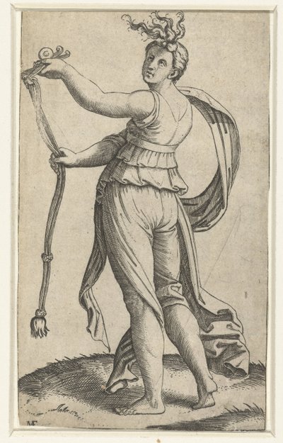 Mulher com freio de cavalo como personificação da Temperança (Temperantia) de Marcantonio Raimondi