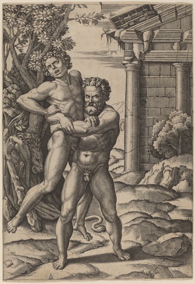 Hércules e Anteu de Marcantonio Raimondi, after Raphael