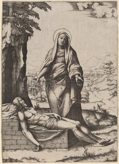 A Lamentação da Virgem de Marcantonio Raimondi after Raphael