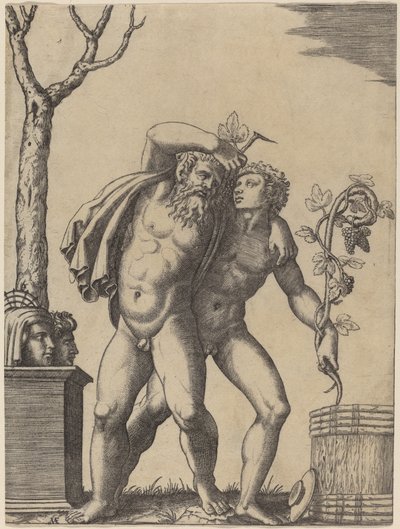 Uma jovem e uma velha bacante de Marcantonio Raimondi possibly after Raphael possibly after Giulio Romano