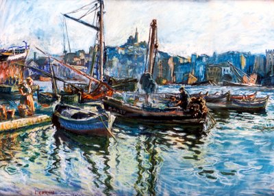 O porto de Marselha, c1920 de Marcel Leprin