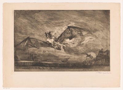 Paisagem nocturna com criaturas semelhantes a morcegos
Bête du soir (título sobre o objecto) de Marcel Roux (signed by artist)