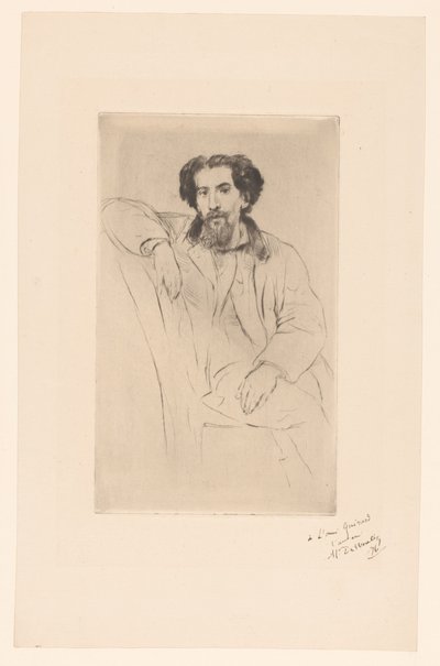 Portret van Henri Charles Guérard de Marcellin Gilbert Desboutin (signed by artist)