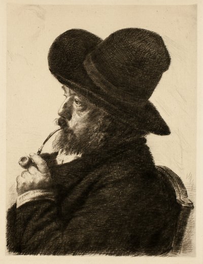 Fumar com chapéu grande (auto-retrato) de Marcellin Gilbert Desboutin