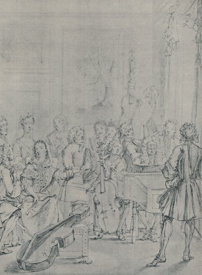 Um concerto em uma casa de Noblemans, 1736, 1920 de Marcellus Laroon the Younger