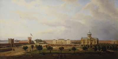 Vista interior da fortaleza de Ivangorod, 1846 de Marcin Zaleski