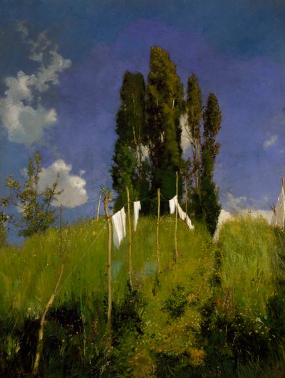 Prado de lavandaria, último quarto do século XIX, por Marco Calderini (1850-1941), óleo sobre tela, 65x51 cm. Itália de Marco Calderini