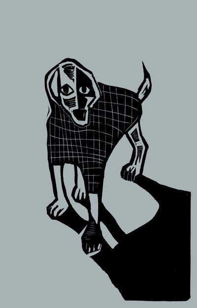 Cão, 2023 (linóleo sobre papel) de Marco Campedelli