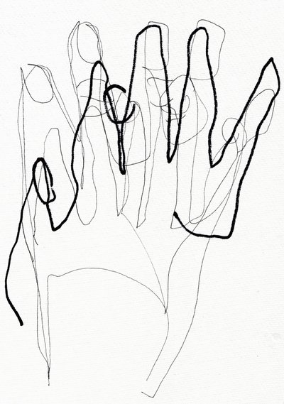 Psyco Hand, 2017 (caneta e marcador sobre papel) de Marco Campedelli