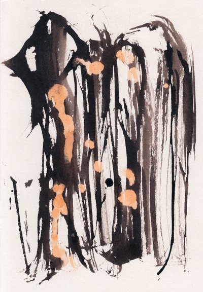 Wabi Sabi, 2018 (tinta e lixívia sobre papel) de Marco Campedelli