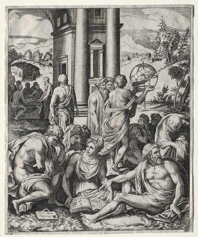 Uma Assembléia de Estudiosos, c. 15151527. de Marco Dente