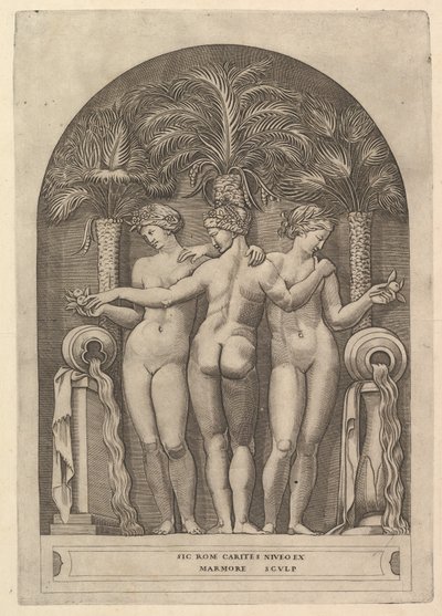 Vidro magnífico romano: as três graças ca. 1515-27. de Marco Dente