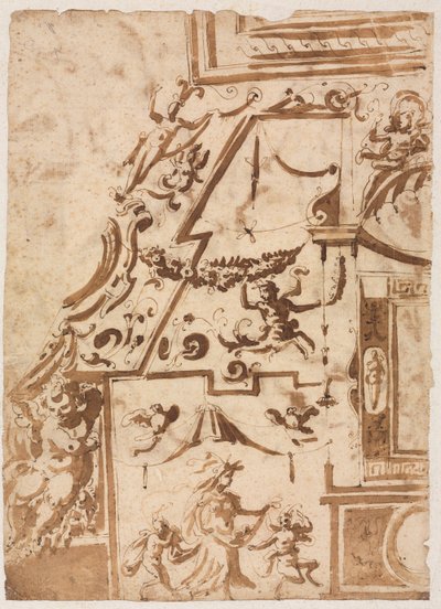 Grotesco com um Centauro Pulando verso, c. 15651588. de Marco Marchetti
