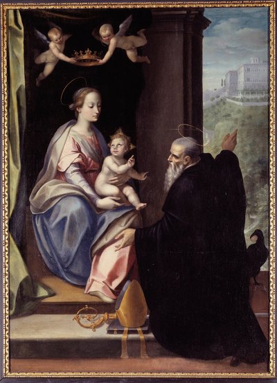 São Bento entrega a Abadia de Montecassino a Jesus e Maria Quadro de Marco Mazzaroppi de Marco Mazzaroppi