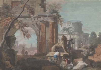 Capriccio com Ruínas Romanas, ca. 1700-1730. de Marco Ricci
