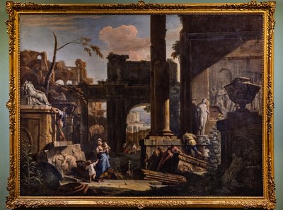 Perspectiva com ruínas e números de Marco & Sebastiano (1659 1734) Ricci