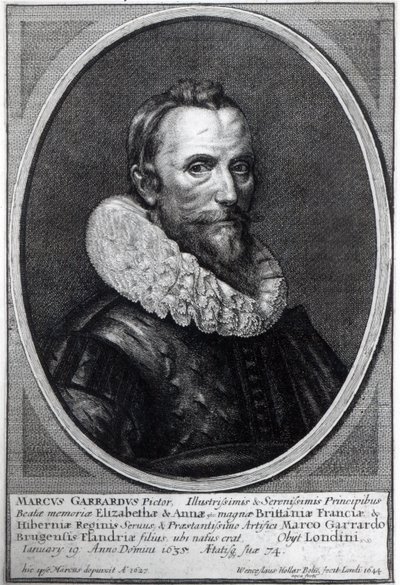 Auto-retrato, gravado por Wenceslaus Hollar, 1644 de Marcus Garret Gheeraerts the Younger
