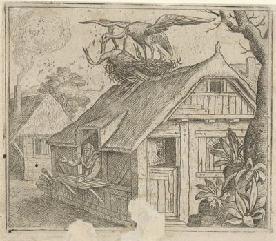 Fábula sobre cegonhas e sua religião de Marcus Gheeraerts (I) (attributed to)