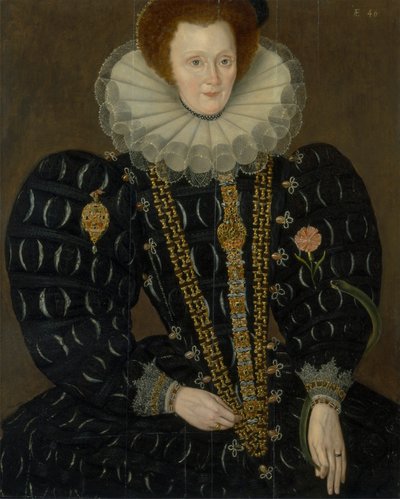 Uma mulher chamada Lady Elizabeth Knightley de Marcus Gheeraerts the Younger