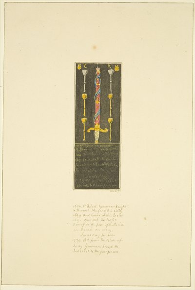 Tábua anteriormente colocada contra a Parede Norte de St Mary Redcliffe em comemoração do presente de Sir Robert Yeomans à paróquia (Robert Yeamans) (lápis e aguarela sobre papel) de Marcus H. Homes