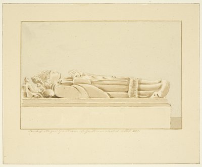 Effigy of Abbot Guilliam in Bristol Cathedral (lápis e aguarela sobre papel) de Marcus H. Homes