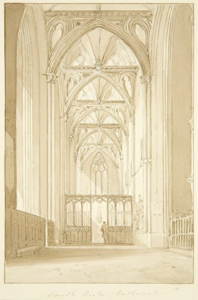 Corredor Sul da Catedral de Bristol (lápis e aguarela sobre papel) de Marcus H. Homes