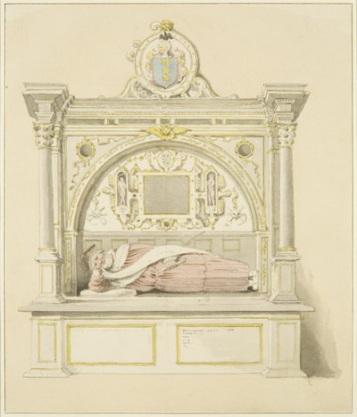 Túmulo de Sir George Snygge na Igreja de Santo Estêvão (lápis e aguarela sobre papel) de Marcus H. Homes