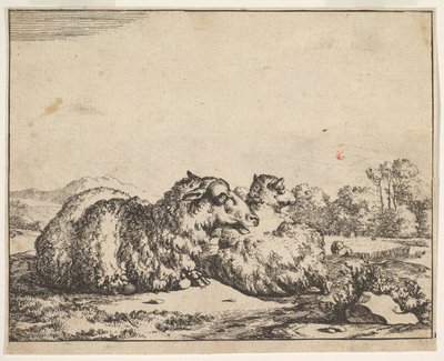 Ovelhas, de um conjunto de 16 pratos, 1664. de Marcus de Bye