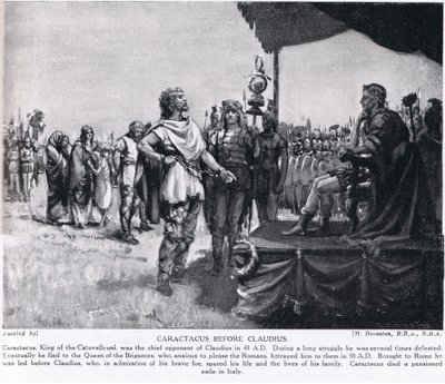Caractacus perante Claudius, ilustração da "Hutchinson