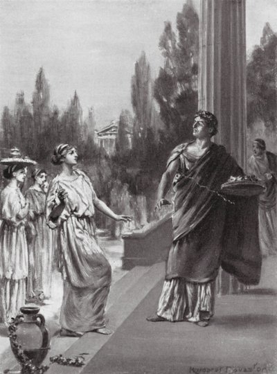 Hiparco insulta a irmã de Harmódio (litografia) de Margaret (after) Dovaston