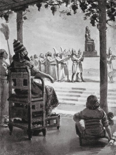 Dia de Ano Novo na Babilónia, 680 a.C. (litografia) de Margaret (after) Dovaston