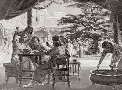 Regozijo na Babilónia aquando da reconstrução da cidade por Esarhaddon, da History of the Nations de Hutchinson, pub.1915 de Margaret (after) Dovaston