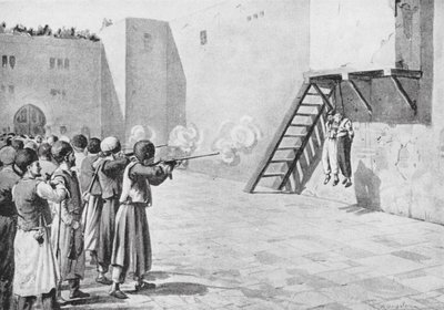 A execução de Bab em 1850 (litografia) de Margaret (after) Dovaston