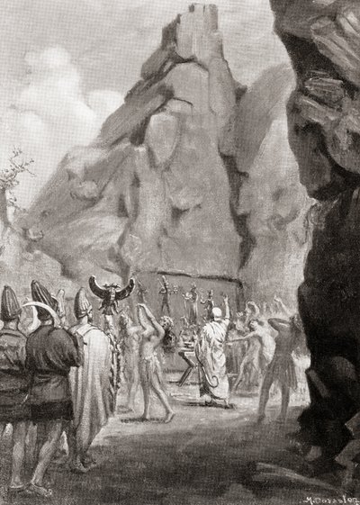 Celebração de um festival de primavera com uma dança de culto para adorar as Deusas-Mães hititas, da History of the Nations de Hutchinson, pub.1915 de Margaret (after) Dovaston