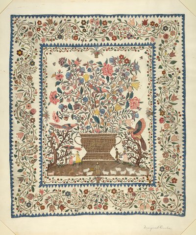 Applique e Bordado Coverlet, 19351942. de Margaret Concha