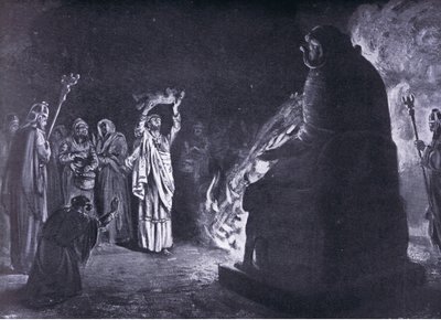 Um sacrifício fenício a Moloch (litografia) de Margaret Dovaston