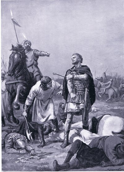 Captura do imperador Romanus Diogenes por Alp Arslanti em 1071AD (litografia) de Margaret Dovaston