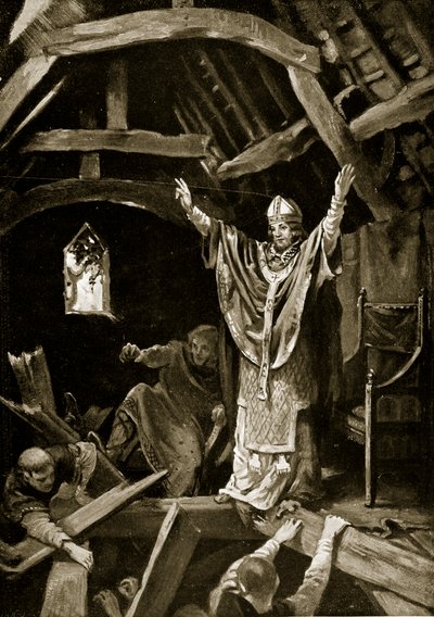 Colapso do pavimento em Calne, 978, ilustração de "Hutchinson