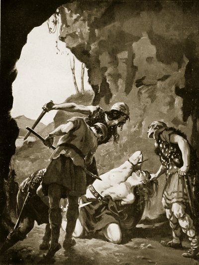 Constantino II morto pelos dinamarqueses, 881 d.C., ilustração de "Hutchinson