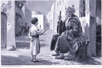 Ferdusi (941-1020 d.C.) ouve os seus próprios versos serem-lhe repetidos (litografia) de Margaret Dovaston