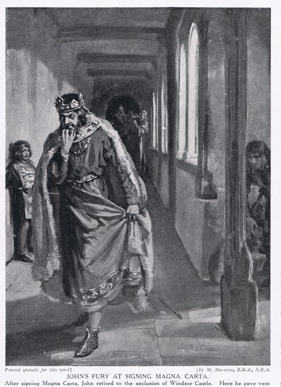 A fúria de João aquando da assinatura da Magna Carta AD1215 de Margaret Dovaston