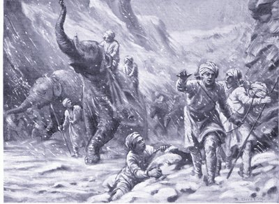 O primeiro sucesso de Mahmud de Ghazni no ano 1000 d.C. (litografia) de Margaret Dovaston