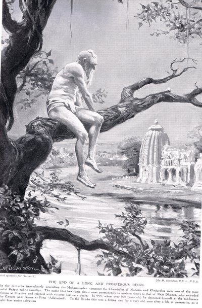 O fim de um longo e próspero reinado, ilustração de "Hutchinsons History of the Nations", c.1910 (litografia) de Margaret Dovaston